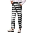 thumbnail image 4 of INSPIRE CHIC Pantalon Imprimé Argyle pour la Rentrée pour Homme Coupe Régulière devant Plat Pantalon Habillé 36 Noir Blanc, 4 of 5