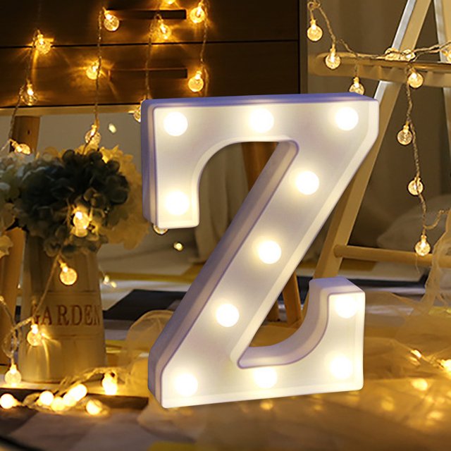 Special Offer! Alphabet LED Letter Lights Light Up White Plastic Letters Standing Hanging Z