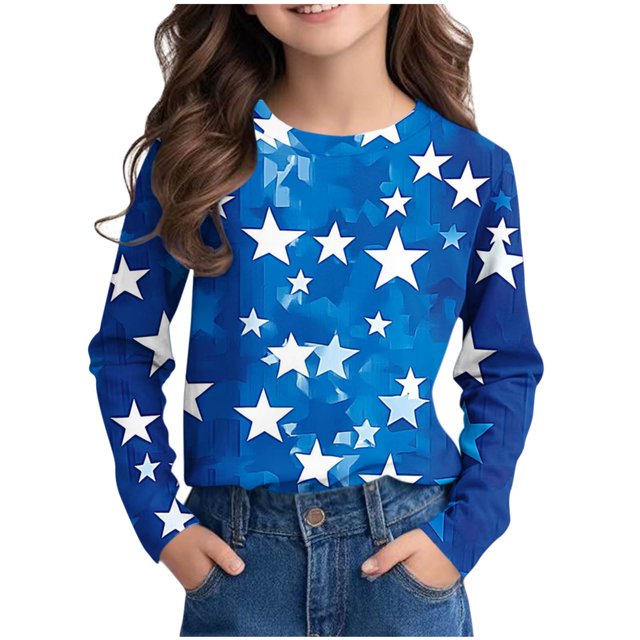 Posijego T-Shirts Graphiques à Manches Longues pour Tout-Petits Garçons Filles, Mignons, Col Ras du Cou, T-Shirts Basiques, Hauts, Chandail de Printemps pour Enfants