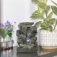 thumbnail image 2 of Alpine Waterfall Tabletop Fountain w/White LED Light, Gray, 13 Inch Tall, 2 of 2