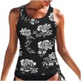 thumbnail image 1 of Hauts de Tankini Modestes pour Femmes Haut de Maillot de Bain Seulement Haut de Maillot à Col Licou à Col Ras du Cou Graphique Hauts de Maillot de Bain Dos Découpé Hauts de Maillots de Bain, 1 of 4