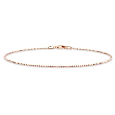 Miabella 18K Rose Gold Plated Sterling Silver Ball Chain Anklet