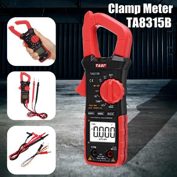 600A Digital Clamp Meter Multimeter AC/DC Voltage Universal Automatic Multifunction Resistance with Carrying Bag /Temperature Thermocouple/Meter Pen for Electricians