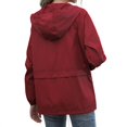 thumbnail image 2 of Women Hooded Jacket Waterproof Drawstring Hiking Rain Jacket Outwear Outdoor Sports Coat Jacket, 2 of 5