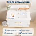 thumbnail image 3 of 24 inch Bathroom Vanity with Sink Combo, Floating Bathroom Vanity with Ceramic Basin, 2 Large Drawers with Gold Handle, Soft-Close Design, Easy Assembly, White, 3 of 6