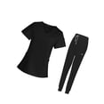 thumbnail image 4 of facefd Female Scrub Set Nurse v neckline Machine Washable Short Sleeves Suit M Black, 4 of 8