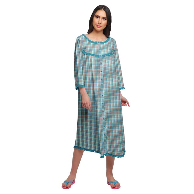 Moomaya Vêtements de Nuit pour Femmes Imprimés Manches 3/4 Coton Longueur Genou Vêtements de Sommeil