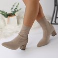 thumbnail image 4 of Kcodviy Versatile Short Boots Pointed Leopard Booties Women Boots Toe Thick Heels High Boots for Women Booties Work Heels Knitted Elastic Socks Boots Flying Weaving Boots Women Boots Size 11 Female, 4 of 6
