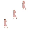 thumbnail image 2 of yingyy 1/2/3 Polyester Robe de Nuit pour Femmes Décontractée de Remplacement Col Rond Manches Longues Double Poche Respirante Peignoir de Maison Vêtement de Nuit Rouge TG 3 Pcs, 2 of 6