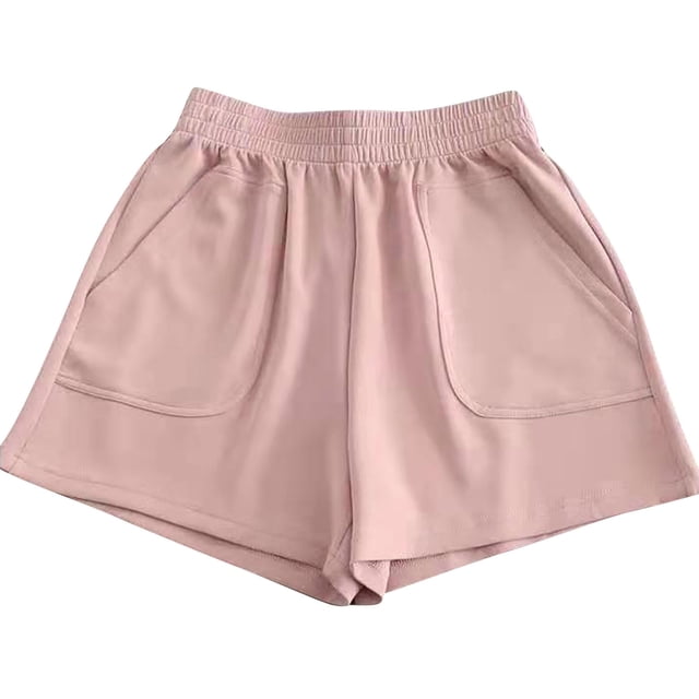 Womens Solid Color High Waisted Loose Slimming Wide Leg Pants Solid Color Casual Shorts
