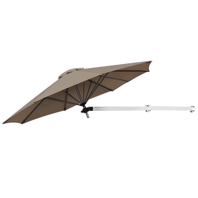 Patiojoy Parasol Déporté Mural de 8 Pi pour Patio, Inclinable Réglable, Pare-Soleil, Beige