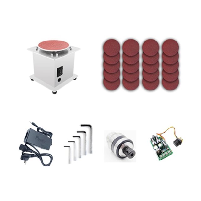 Mini Ponceuse à Disque pour Banc Rouleau de Ponçage Aiguiseur de Bord Électrique 7 Vitesses Variables Machine de Broyage Auto-Adhésive pour Banc, Grand Utilisation
