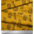 thumbnail image 2 of Soimoi Gold Rayon Fabric Explore The World Text Printed Fabric 1 Yard 42 Inch Wide, 2 of 5