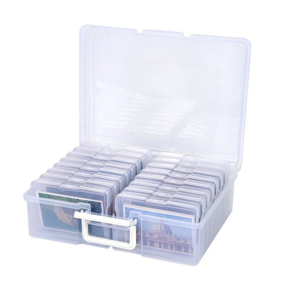 YOPTOP Photos Organizer 4" x 6" Photo Storage Box with Handle - 16 Inner Photo Cases Photo Box Storage Picture Organizers