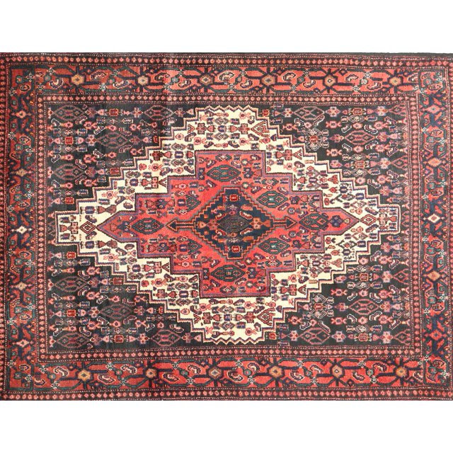 Ahgly Tapis d'Intérieur Rectangulaire Traditionnel Marron Rouge Médaillon, 5 Pieds x 8 Pieds