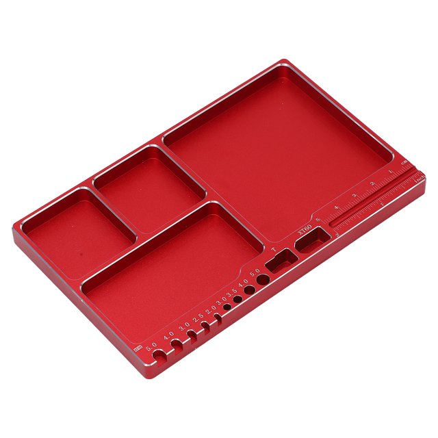 Magnetic Screw Tray, Large Space Portable Size RC Repair Screw Tray Aluminium Alloy For DIY Red