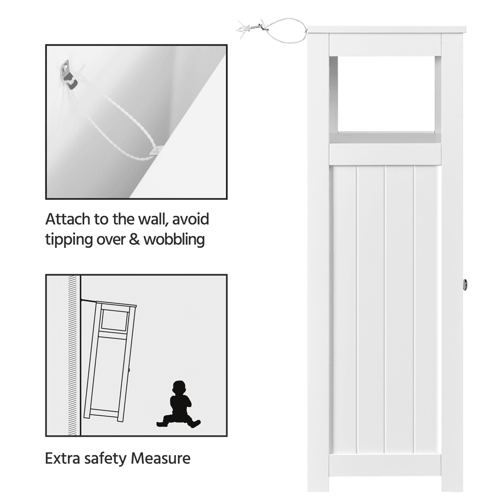FullFurnique Armoire de Rangement Autoportante en Bois pour Salle de Bain avec Tiroirs, Blanc