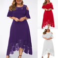 thumbnail image 4 of CHUANK Summer Plus Size Maxi Dresses For Wedding Guest Lace Stitching Dress Cold Shoulder Long Dresses Short Sleeve, 4 of 5
