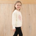 thumbnail image 4 of RXMEKW Heart Bow Pearl Button Knit Cardigan for Girls Long Sleeve Sweater for Kids Cream, 4 of 8