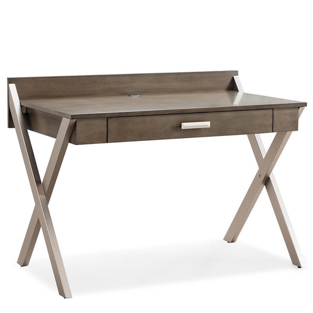 Bowery Hill Computer Desk in Smoke Gray and Brushed Nickel