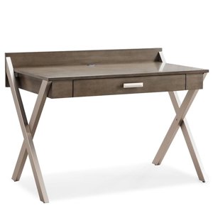 Bowery Hill Computer Desk in Smoke Gray and Brushed Nickel