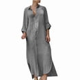thumbnail image 1 of Bigersell Robe de la Saint-Valentin pour Femme Liquidation Femme Boutonnée Manches 3/4 Maxi Robe Décontractée Style D-110 Robes pour Dames Grande Taille Robes d'Été, Gris TG, 1 of 6