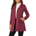 thumbnail image 1 of INSPIRE CHIC Manteau Trench en Faux Suède à Revers Crantés, Double Boutonnage, pour Femme, TP, Rouge Foncé, 1 of 7