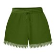 thumbnail image 1 of FAIWAD Women‘s Lace Trim Shorts Elastic Waist Short Pants with Pockets Drawstring Sports Solid Color Shorts, 1 of 5