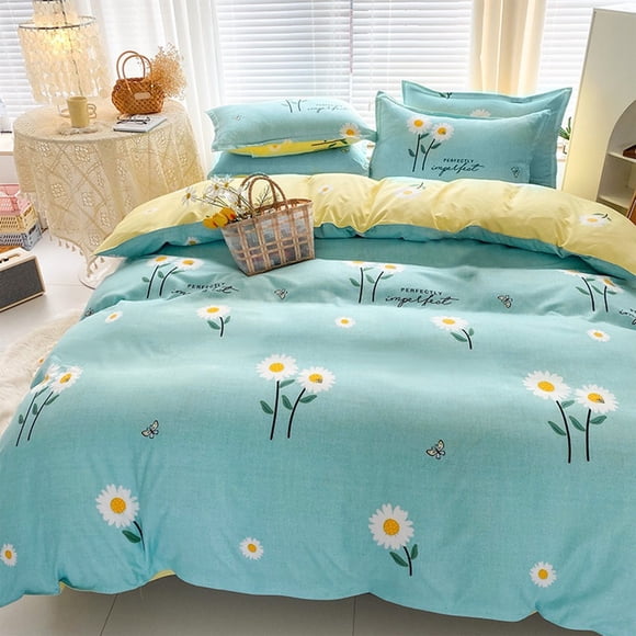 Dorm Bedding Set for Students | Twin Bed Comforter Cover Sheet Set | Soft Polyester Bed in A Bag | Fresh Pattern Bedroom Decor for College Dorm Rooms