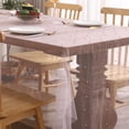 thumbnail image 2 of Boovnll Chemin de Table en Mousseline 40x63 Pouces Nappe de Table de Mariage en Tulle Blanc Transparent Perles Tissus en Tulle Chemins de Table Arche Décorations de Table à Dessert Chemin de Table, 2 of 8