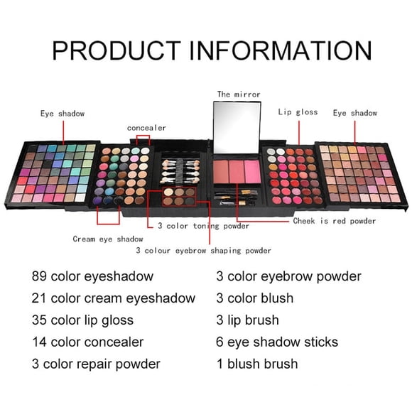 Nouveau Fard à Paupières Professionnel 177/74 Couleur Fard à Joues Cosmétique Fond de Teint Poudre pour le Visage Ensembles de Maquillage Palette d'Ombres à Paupières Trousse de Maquillage