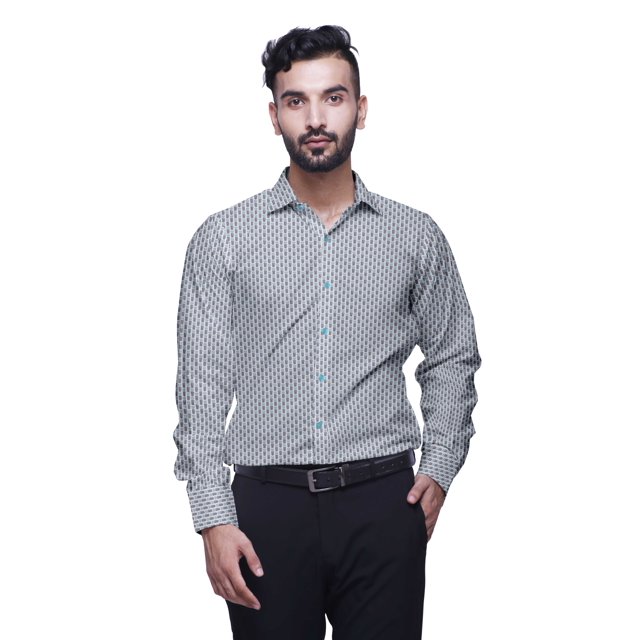 BESTMAN Printed Formal Shirts For Men Spread Collar Cotton Shirt