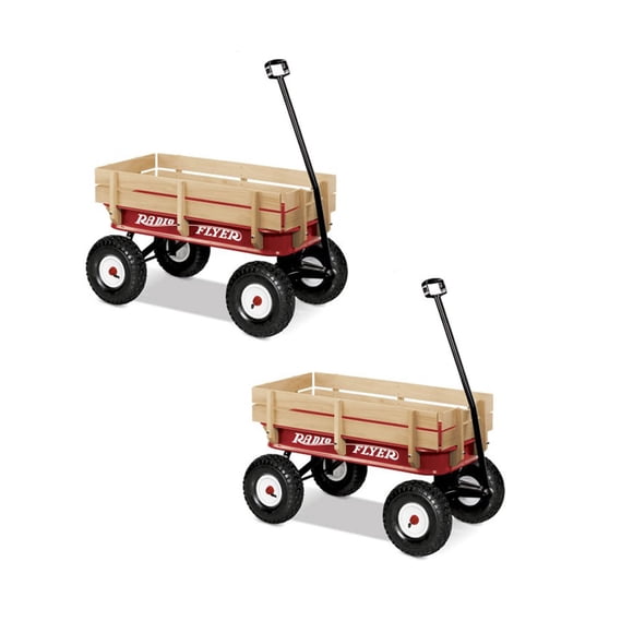 Radio Flyer Chariot Tout-Terrain Classique en Acier et Bois (Lot de 2)