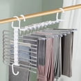 thumbnail image 3 of Silver 9 Bar Foldable Pants Hanger Adjustable Stainless Steel Clothes organizer for Closet Space Saving Storage Rack 13.07X9.45X6.22 Inches Stainless Steel Silver, 3 of 7