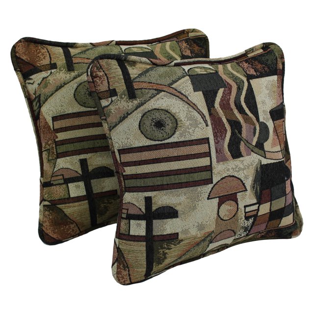 18-inch Double-corded Patterned Tapestry Square Throw Pillows with Inserts (Set of 2) - Picasso