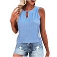 thumbnail image 1 of AherBiu Camisoles de Sortie pour Femmes Sans Manches à Col Rond Camisole d'Été Décontractée Mode Débardeurs Plissés, 1 of 4