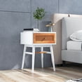 thumbnail image 2 of Costway Table de Chevet Moderne Table d'Appoint de Chevet avec Tiroir de Rangement et Pieds en Bois Massif Blanc, 2 of 9