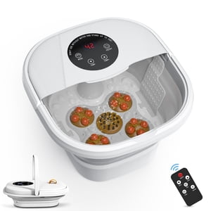 IKristin Massager de bain spa pied avec chaleur, bulles, caractéristiques 16 Balles de massage Auto Shiatsu pour les pieds Relax, Tub pliable et portable pour le savonnage des pieds, Contrôle de température, Cadeau de massage pour les femmes Hommes