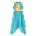 thumbnail image 3 of Ocealan Robe de Danse pour Filles Enfants Métallique Sans Manches Longue Robe Ourlet Irrégulier Danse Bleu Vert 6, 3 of 5