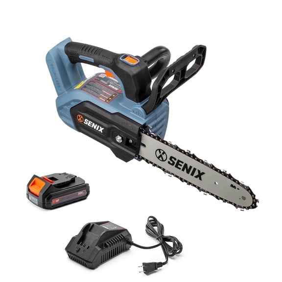 SENIX CSX2-M1 8" 20V Battery Powered Chainsaw, Brushless, Automatic Oiler, Tool-Free Chain Tensioning, Cordless