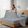 thumbnail image 4 of Drap Plat Simple en Percale 100 % Coton Frais et Net Pleine Grandeur Gris Pâle par Color Sense, 4 of 13