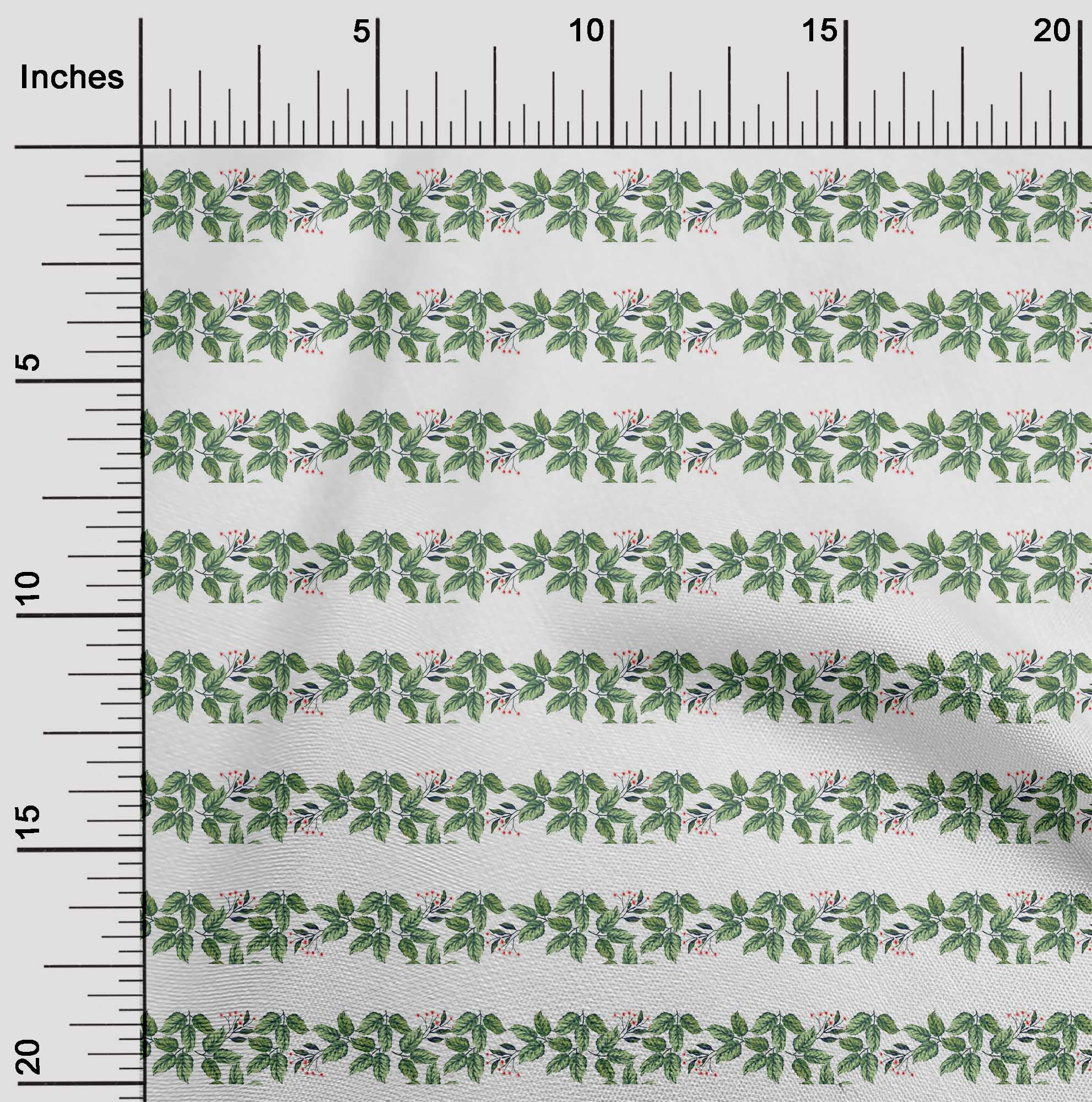 oneOone Tissu en Coton Cambric Imprimé Floral & Feuilles 1 Yard 56 Pouces de Large