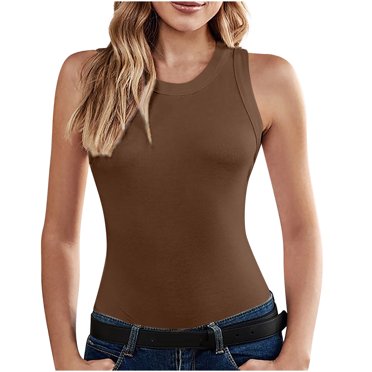 AherBiu Womens Ribbed Tank Tops Stretchy Slim Going out Tops for Women Sleeveless Basic Tees Shirts