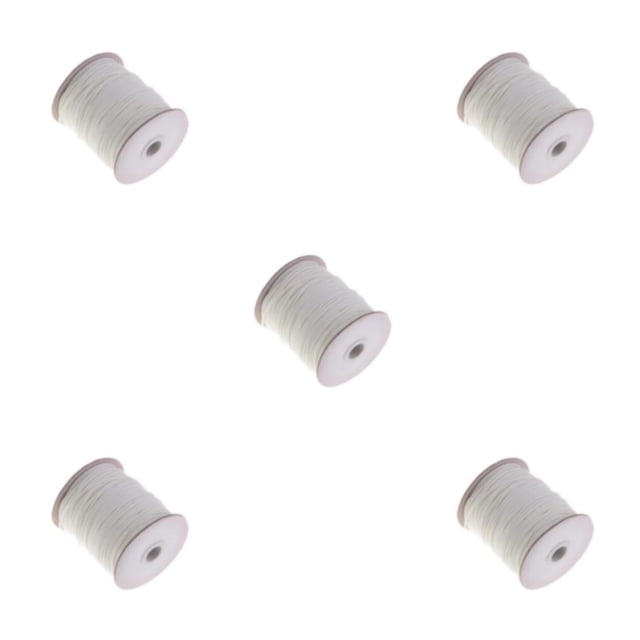Transemion 80 Meters 2mm Waxed Cord Beading DIY Jewelry Making Thread Strong and Durable White 5Set