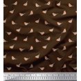 thumbnail image 2 of Soimoi Brown Poly Georgette Fabric American Robin Bird Decor Fabric Printed BTY 52 Inch Wide, 2 of 5