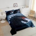 thumbnail image 4 of YST Dragon Ensemble de Couette Format Simple, Ensembles de Literie 3D Dinosaure Rugissant Doux pour Chambre, Ensembles de Couette de Literie pour Enfants Garçons Imprimés Tonnerre Faune Rocheuse, Couette en Duvet Gothique Ciel Noir Orange, 4 of 6