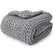 JFBUJC Cooling Knitted Weighted Blanket, Hand Made Chunky Knit Weighted Throw Blanket
