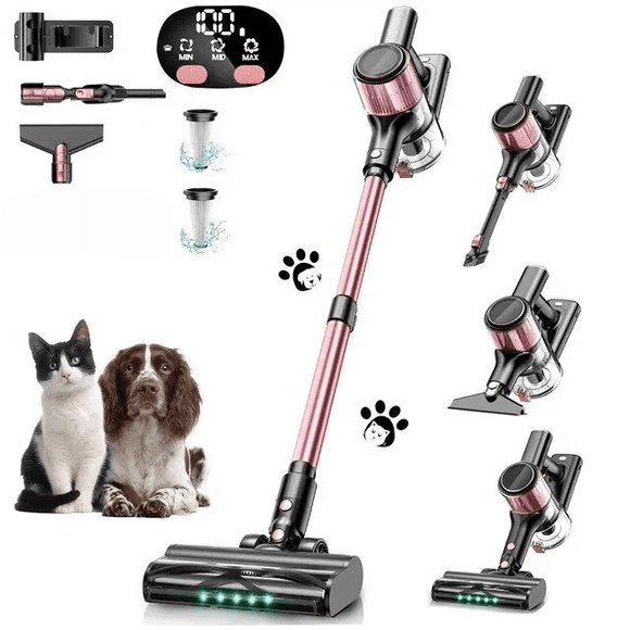 Cocbny Cordless Vacuum Cleaner, 38kpa, Lightweight 8 in 1 Stick Vacuum for Home Hardwood Floor Carpet Pet Hair, A27, Pink