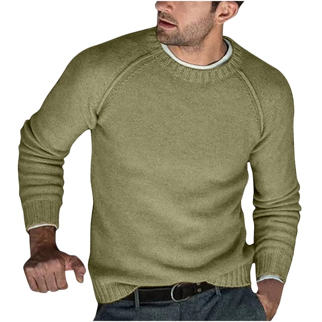Birdeem Chandail en Tricot pour Hommes à Col Rond, Chandail Décontracté Uni, Chandail de Base