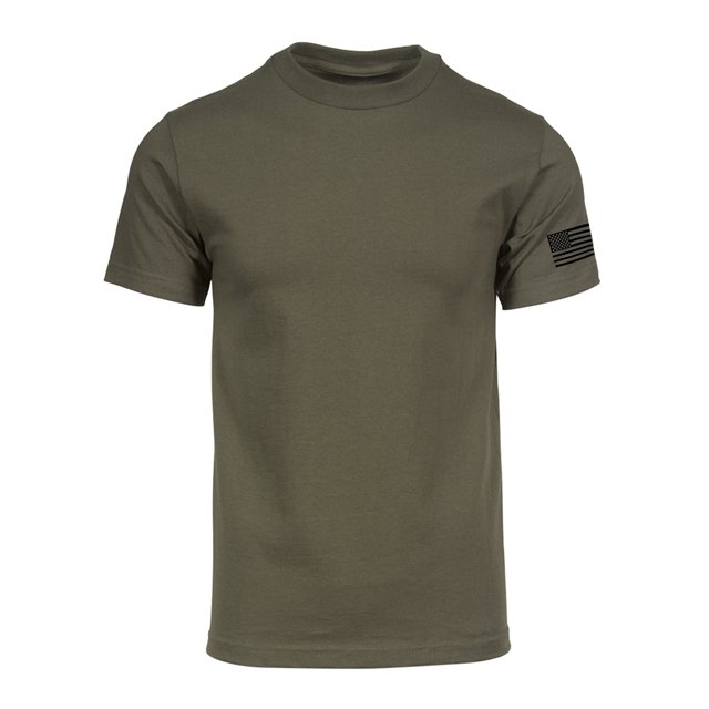 Gravity Threads Mens USA Flag Sleeve T-Shirt - Olive - Small